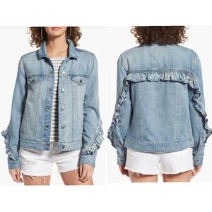 BP Ruffle Jean Denim Jacket Size Medium
